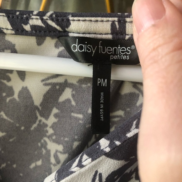 Daisy Fuentes knot blouse, PM, gray and cream - Picture 2 of 4